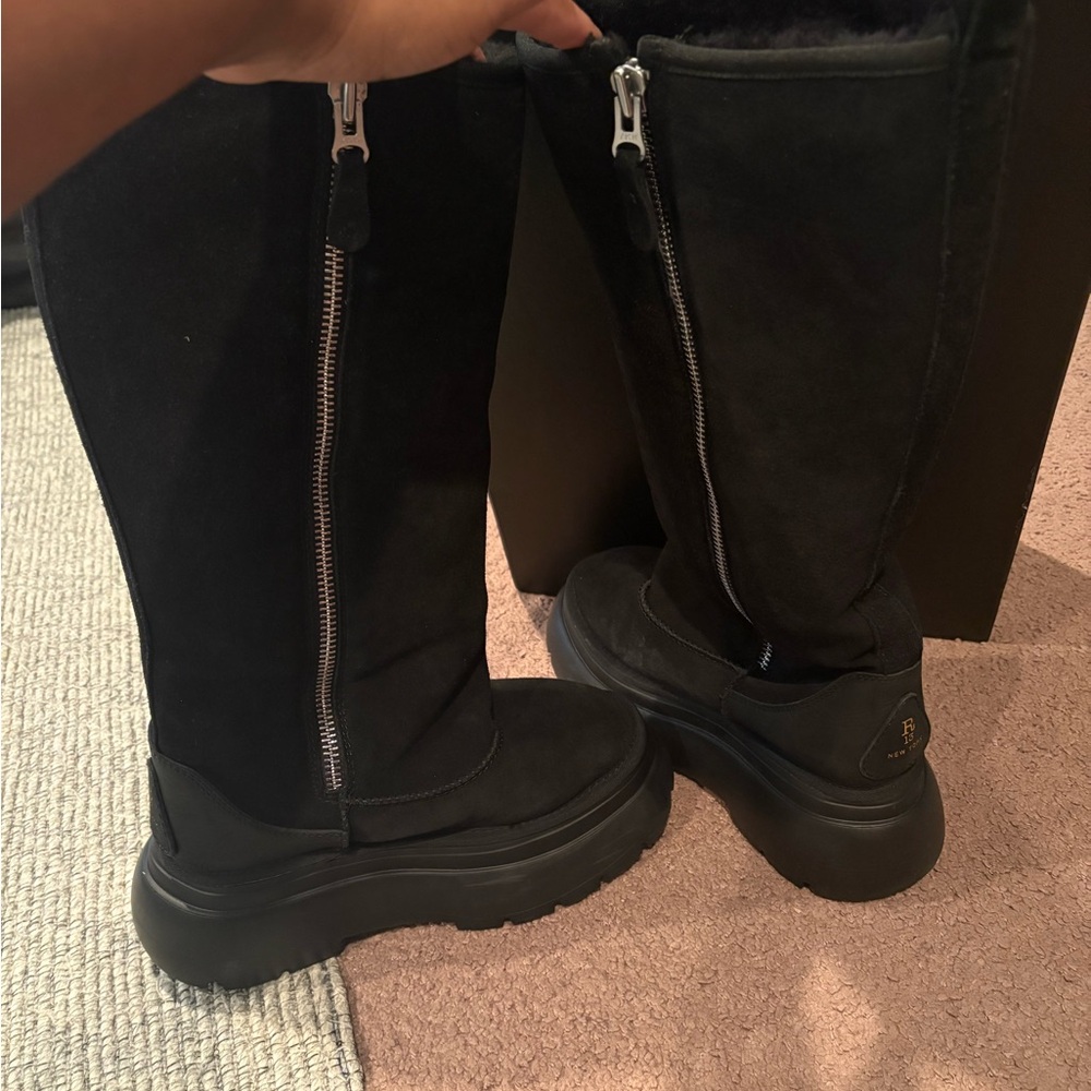 R13 Black Over the Knee Boots with Zipper